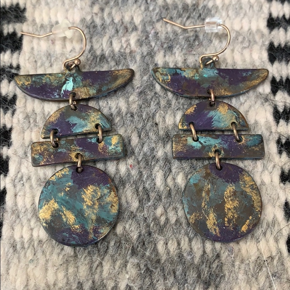 ⛩ Asian influence design dangle earrings